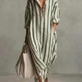 Luisa | Women's Striped Oversized Maxi Shirt Dress