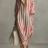 Luisa | Women's Striped Oversized Maxi Shirt Dress