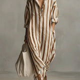 Luisa | Women's Striped Oversized Maxi Shirt Dress