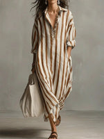 Luisa | Women's Striped Oversized Maxi Shirt Dress