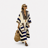 Elegant Kaftan in Navy Colourblock Stripe