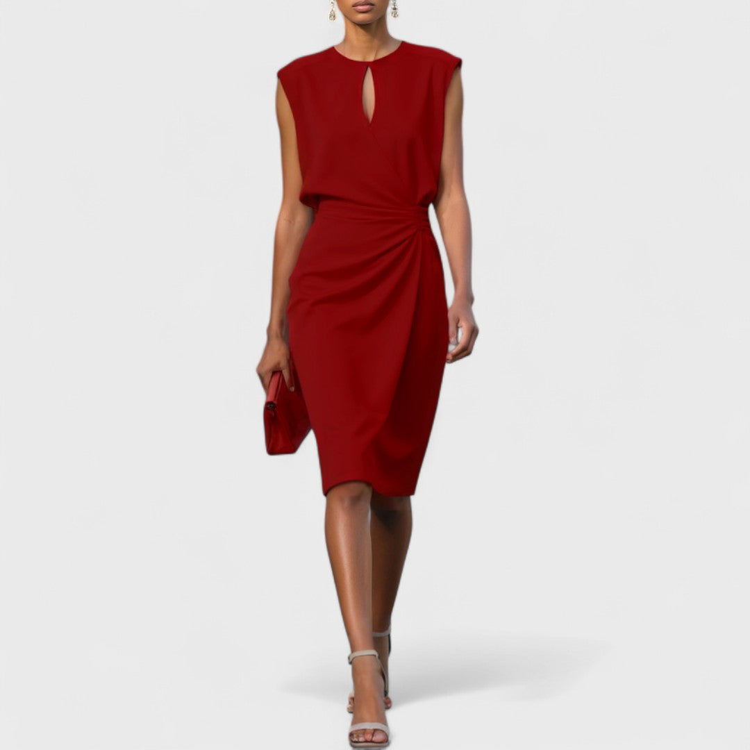 Odelia | Elegant Wrap Midi Dress Red, photo studio