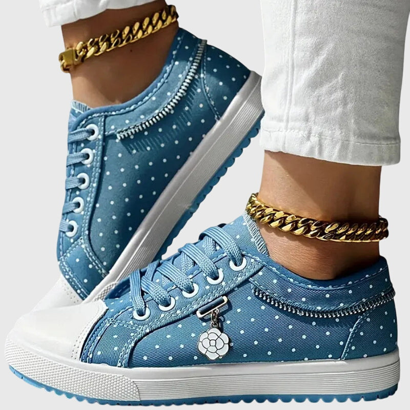 Albertine | Orthopaedic Sneakers with Embroidered Panels Sky Blue, photo studio