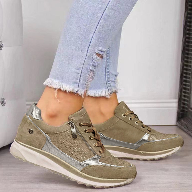 Clarisse | Orthopaedic Trainers with a Side Zip Beige, photo studio