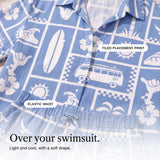 Desiree | Retro Surf Tile Print Shirt and Pull-On Shorts Set