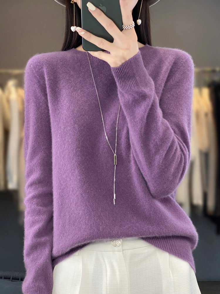 Sage Round-Neck Jumper Purple, studio photo