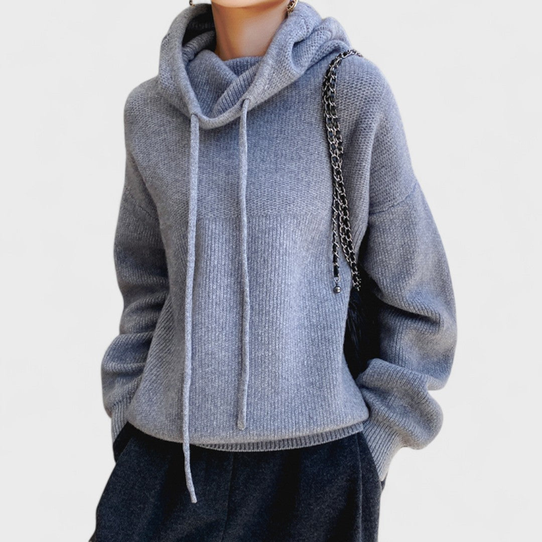 Drawstring Funnel-Neck Jumper