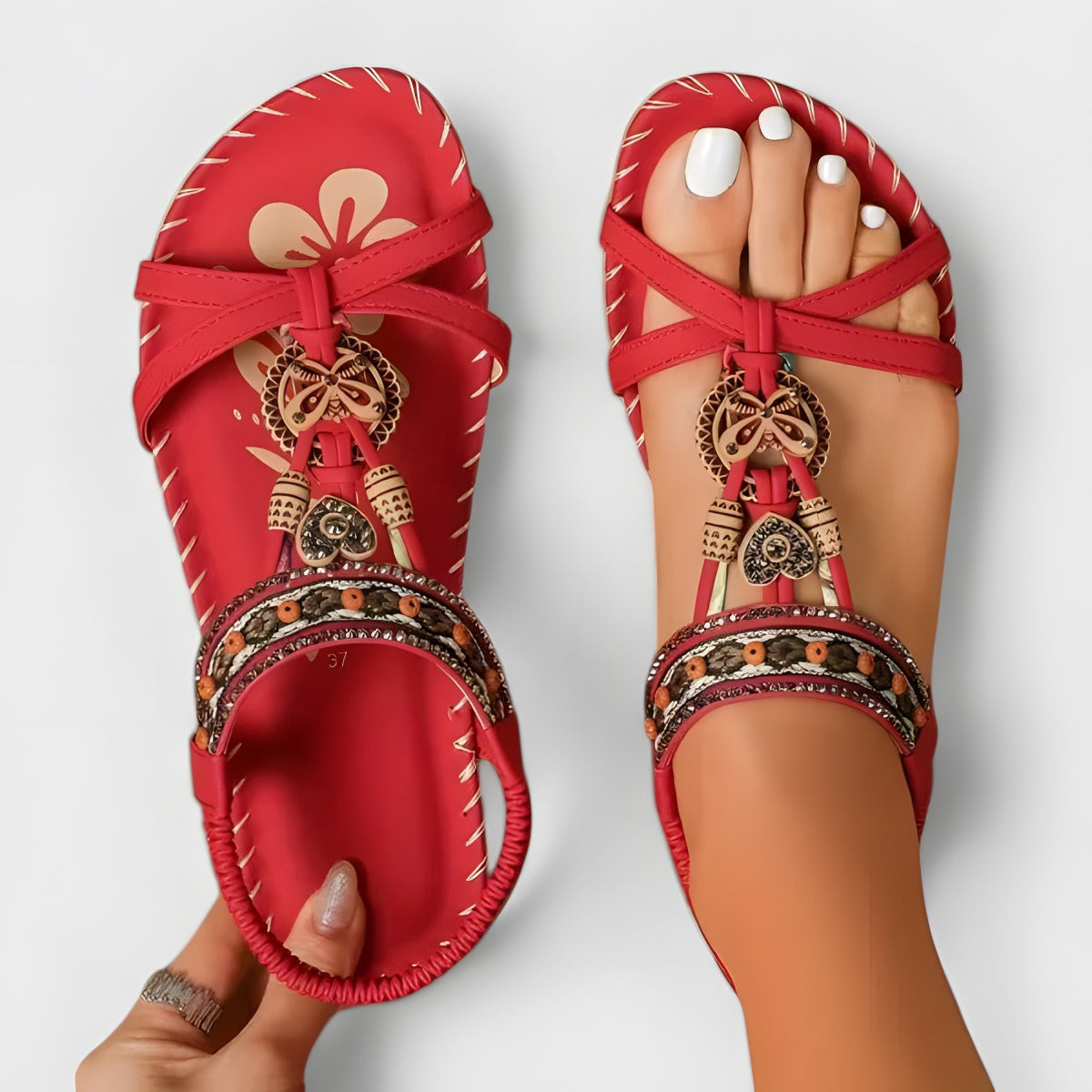 Jayla | Women's Comfortable Orthopaedic Sandals Red, photo studio