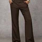 Camille | High-Waisted Wide-Leg Trousers with a Button Waist