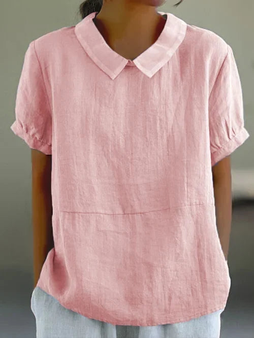 Arabelle | Simple Collared Shirt Light Pink, studio photo