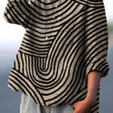 Elegant Summer Blouse in Black and Cream Zebra Swirl