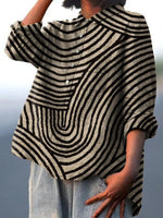 Elegant Summer Blouse in Black and Cream Zebra Swirl