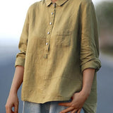 Elegant Summer Blouse in Olive Linen