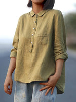 Elegant Summer Blouse in Olive Linen
