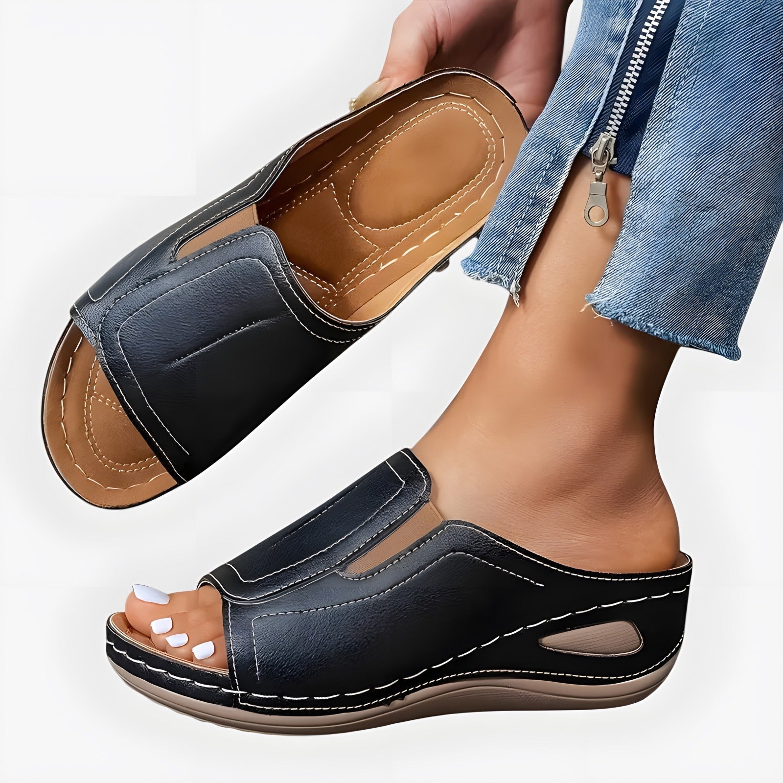 Hazel | Women's Orthopaedic Comfort Sandals Black, photo studio