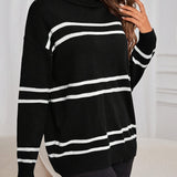 Camel Striped Turtleneck Jumper
