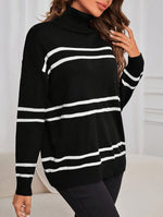 Camel Striped Turtleneck Jumper