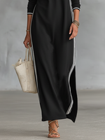 Maya | Contrast-Trim Maxi Shirt Dress