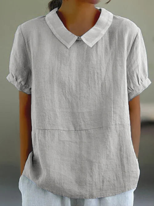 Arabelle | Simple Collared Shirt Light Grey, studio photo