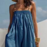 Wide-Leg Denim Jumpsuit