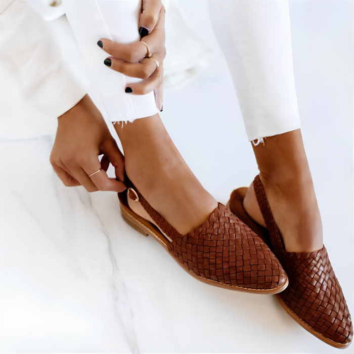 Thalia | Woven Slingback Flats with a Pointed Toe