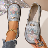 Zelda | Embroidered Slip-On Loafers with a Decorative Clasp