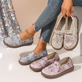 Zelda | Embroidered Slip-On Loafers with a Decorative Clasp