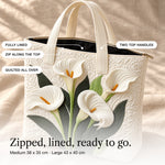 Eluned | Quilted Tote Bag with Calla Lilies