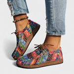 Lexi | Patterned Laced Shoes with a Moccasin Toe