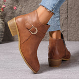 Bella | Ankle Boots with a Buckle Strap and Block Heel