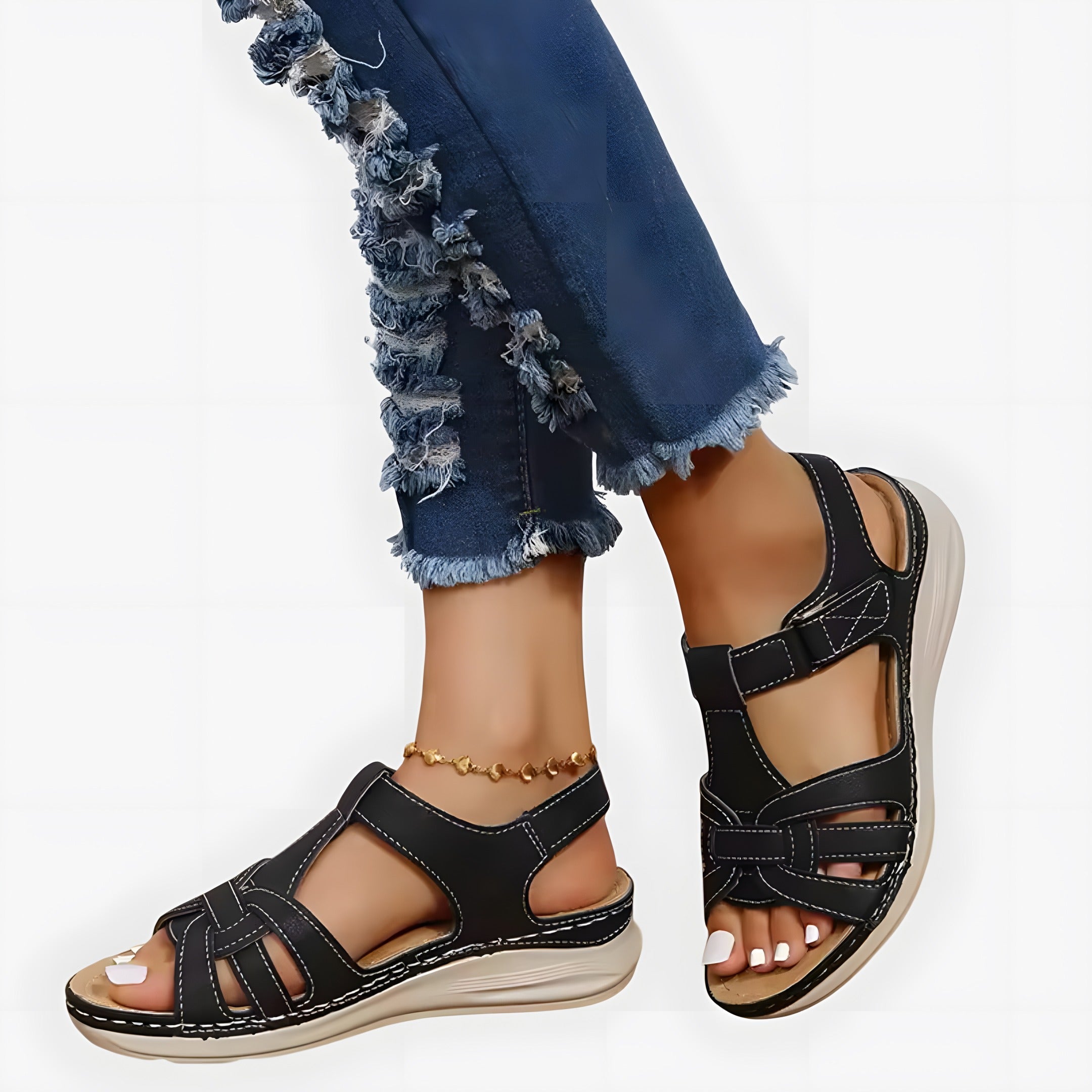 Carly | Women's Lightweight Strap Sandals Black, photo studio