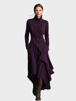 Tessie | Asymmetric Knit Turtleneck Maxi Dress