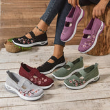 Leona | Orthopaedic Embroidered Knit Slip-Ons with an Instep Strap