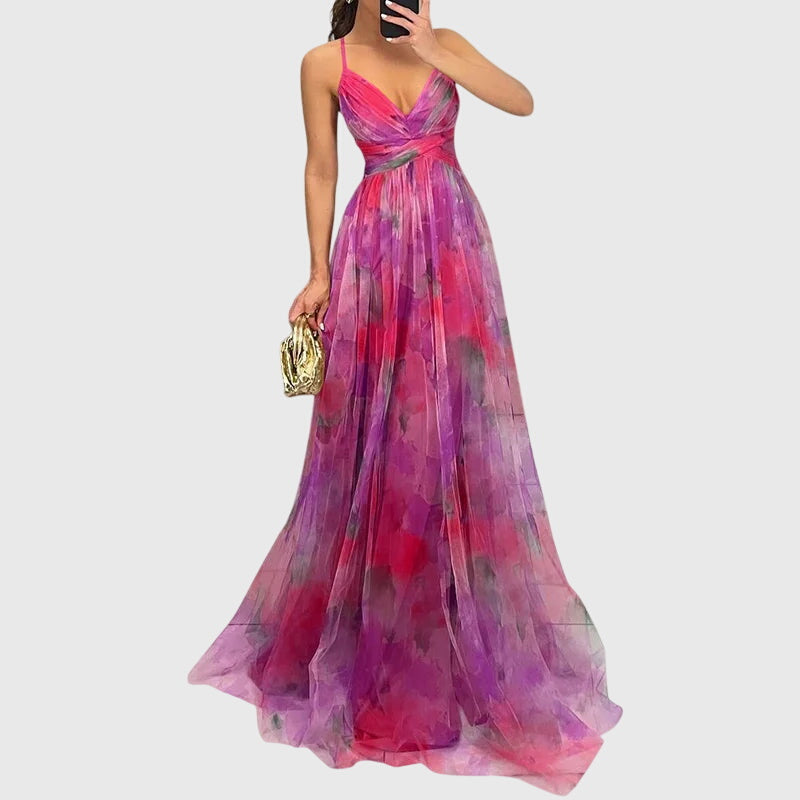 Floral Maxi Dress Pink, studio photo
