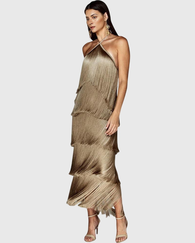 Fringed Dress Brown, studio photo