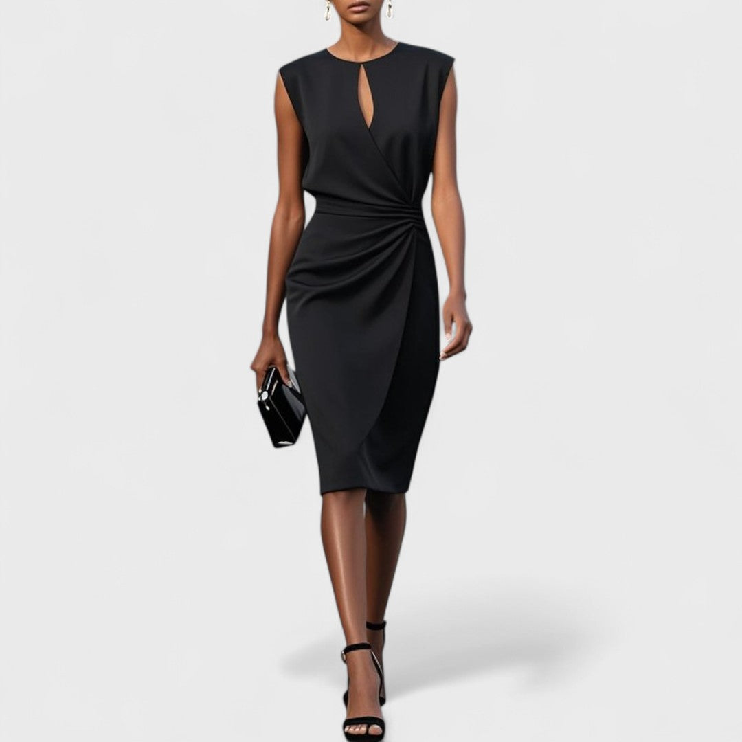 Odelia | Elegant Wrap Midi Dress Black, photo studio