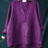 Elegant Summer Blouse in Black Linen
