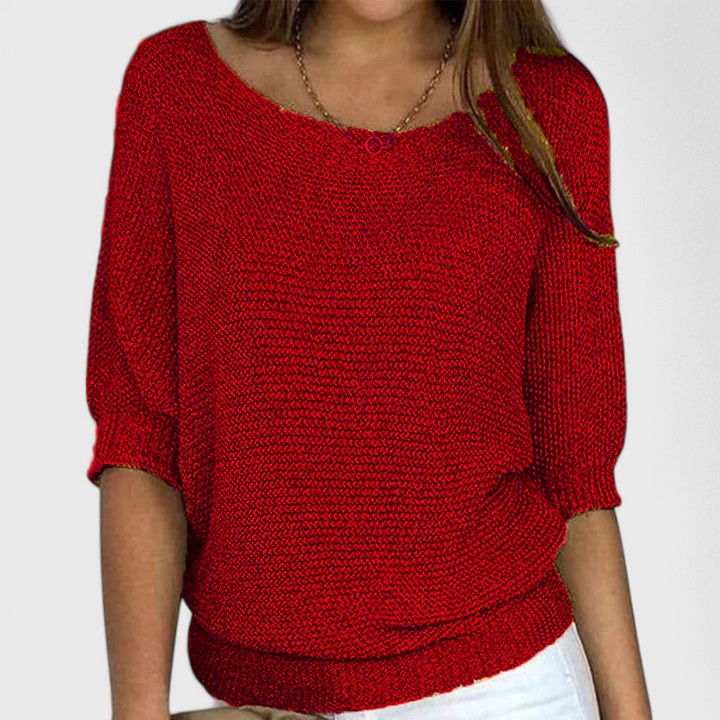 Purple Three-Quarter Sleeve Jumper Red, studio photo