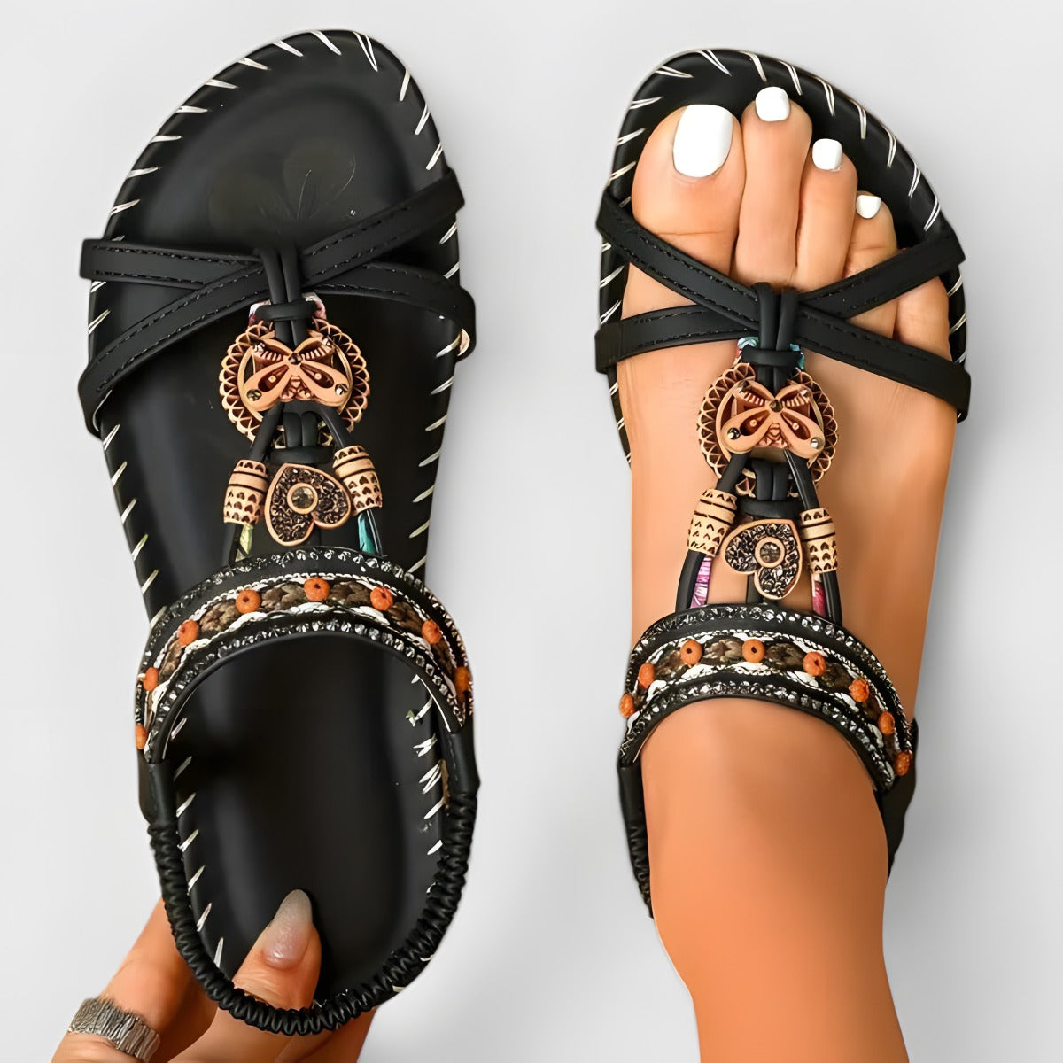 Jayla | Women's Comfortable Orthopaedic Sandals Black, photo studio