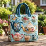 Fidelma | Quilted Tote Bag with Teapots and Floral Cups