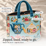 Fidelma | Quilted Tote Bag with Teapots and Floral Cups