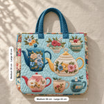 Fidelma | Quilted Tote Bag with Teapots and Floral Cups