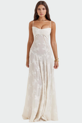 Keira | Strappy Maxi Dress with Raised Flowers and an Openwork Bodice