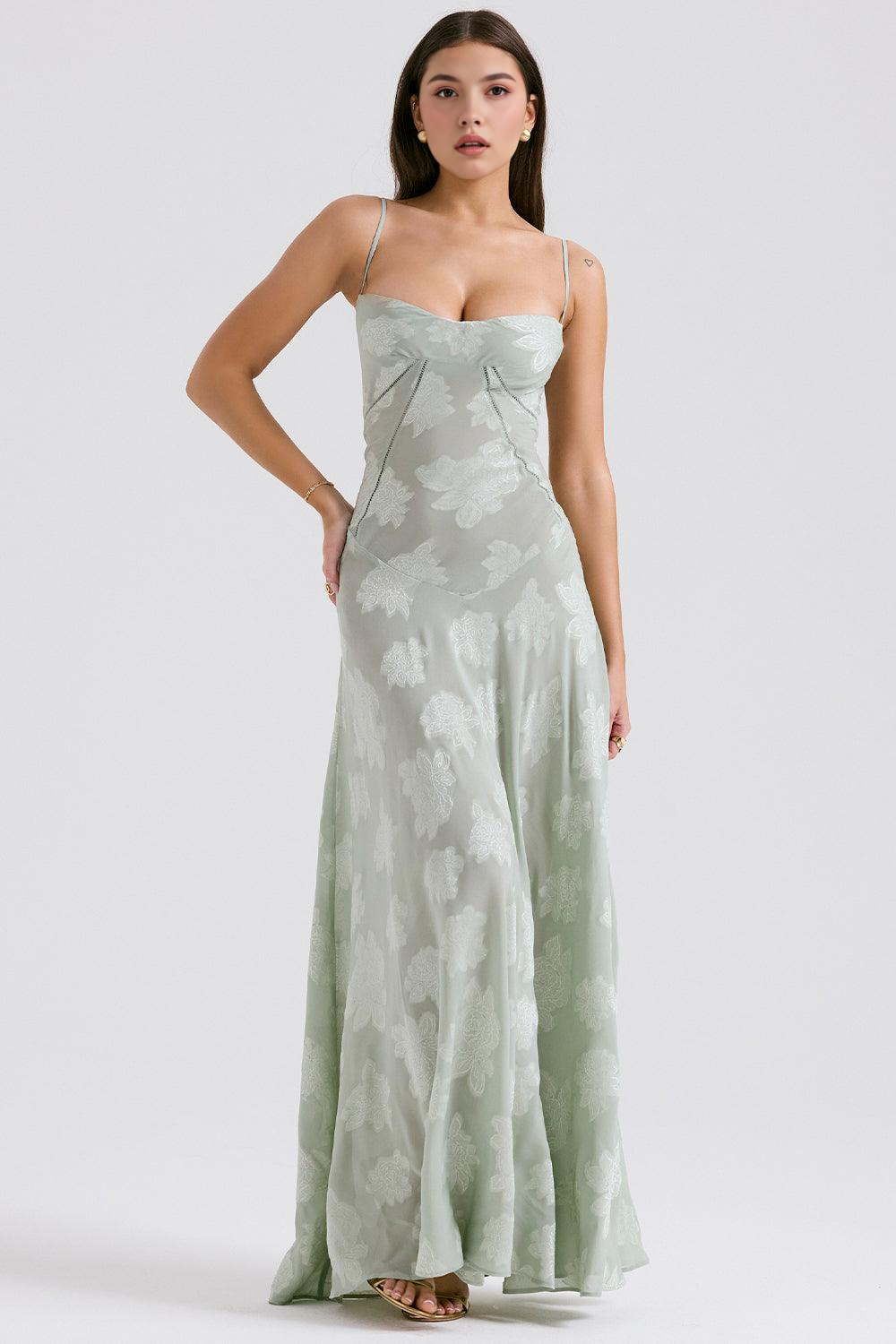 Keira | Floral Dress Green, photo studio