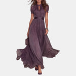 Flavia | Purple Cut-Out Maxi Dress with Lace Trim