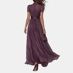 Flavia | Purple Cut-Out Maxi Dress with Lace Trim