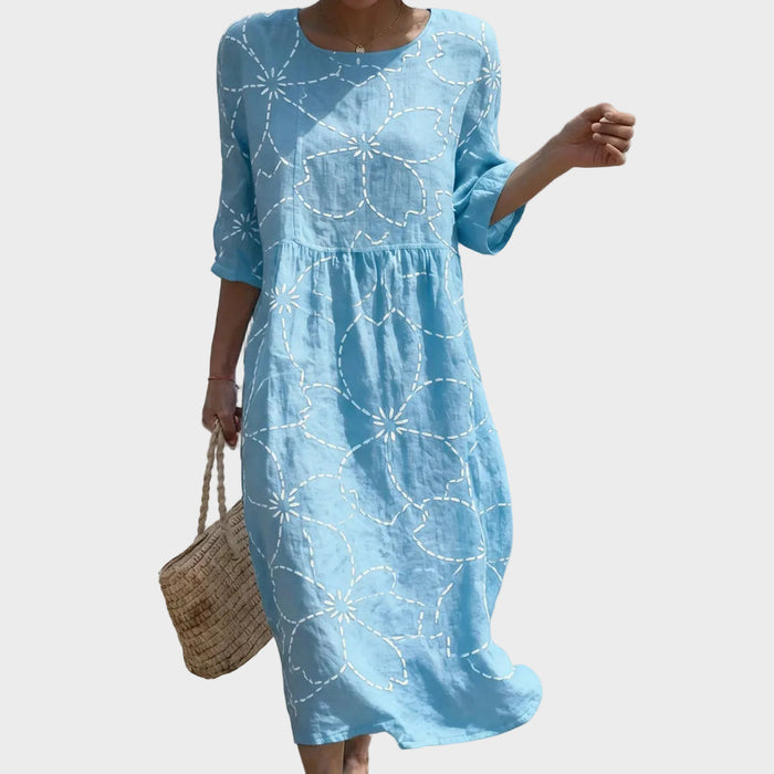 Joanna | Floral Print Round-Neck Maxi Dress