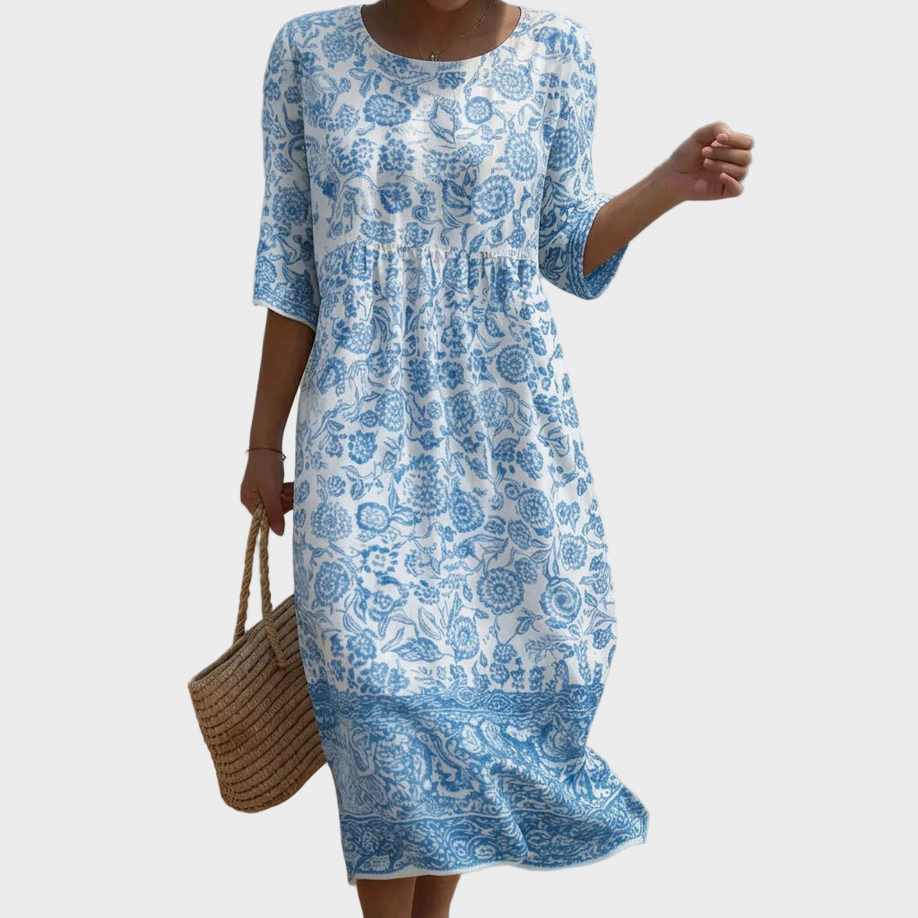 Sofia | Printed Round-Neck Maxi Dress