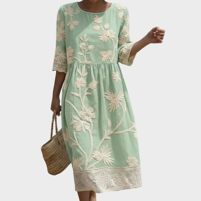 Gabby | Botanical Floral Print Midi Dress
