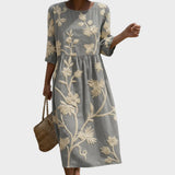 Annie | Botanical Floral Print Midi Dress